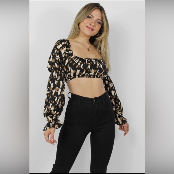 Grey Bandit Tops - Geometric crop top